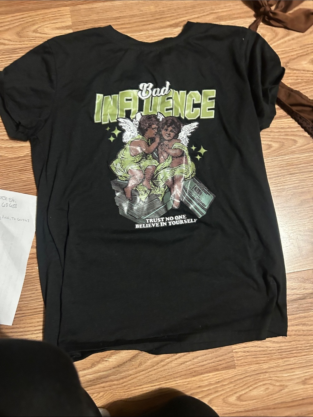 Bad Influence Graphic Tee for Kids - Black with Green Accent